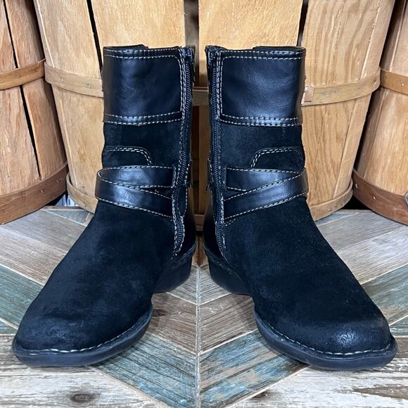 Clarks Bendables Whistle Ranch Black Suede Leather Zip-Up Mid Boots Women Size 7 - Picture 7 of 12
